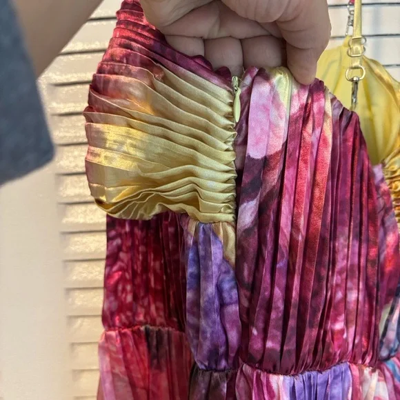 Elegant Pink and Yellow Floral Maxi Dress - Picture 11 of 16